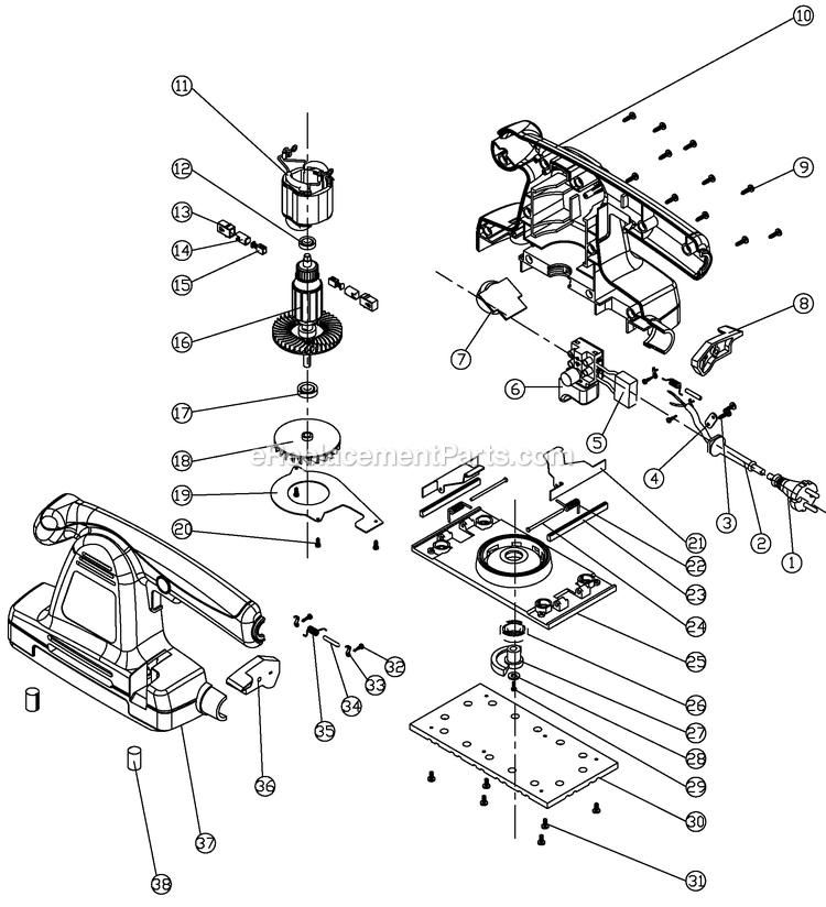 Black and Decker SS1000-AR (Type 1) Electric Sander Power Tool Page A Diagram